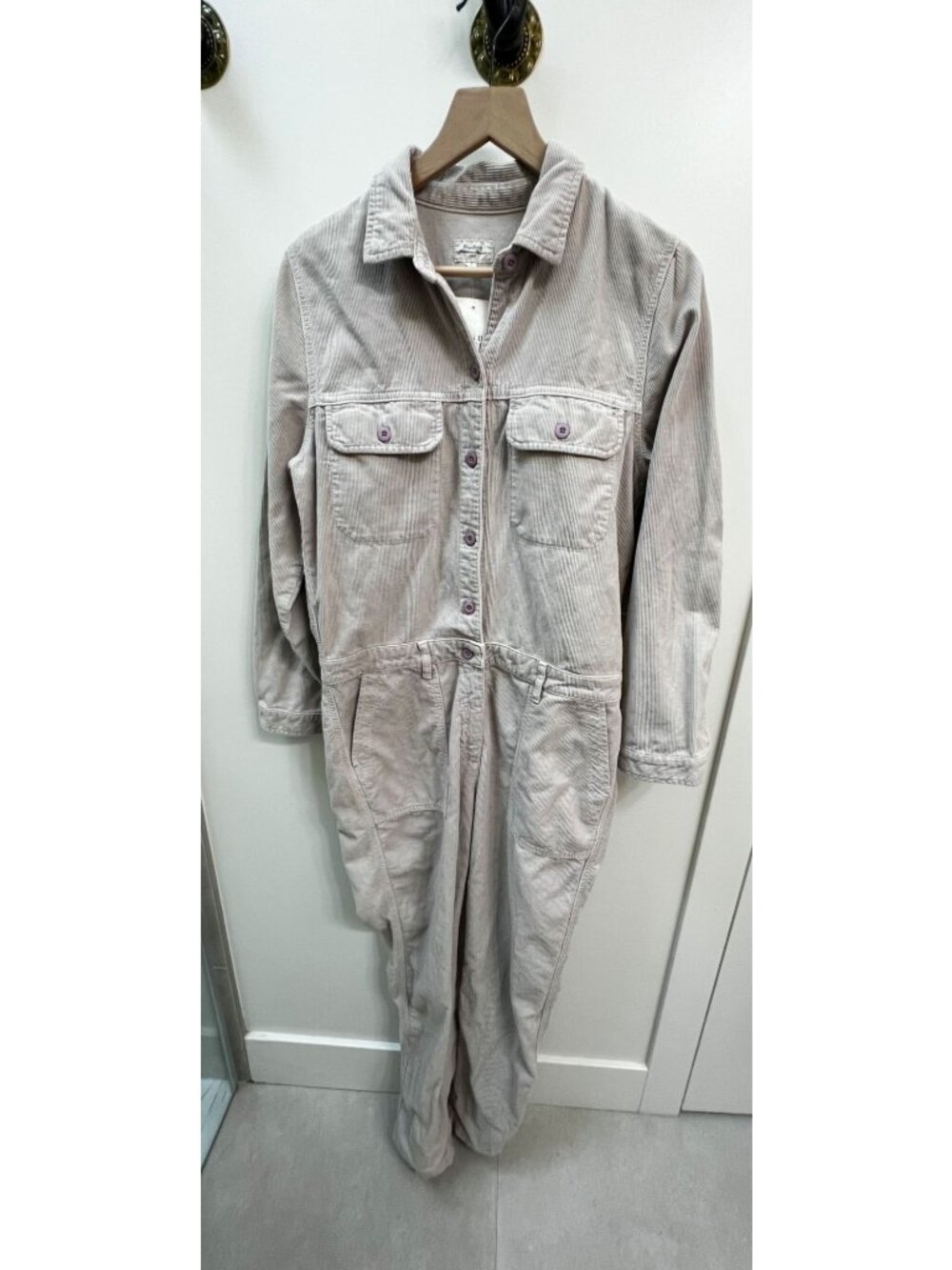 HARTFORD Party Corduroy Jumpsuit Sz 2 / 6 US Lavender Grey NWT
